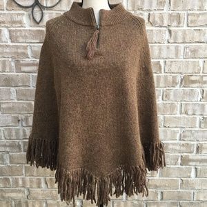 Westbound Fringed Cape Poncho Wool blend L